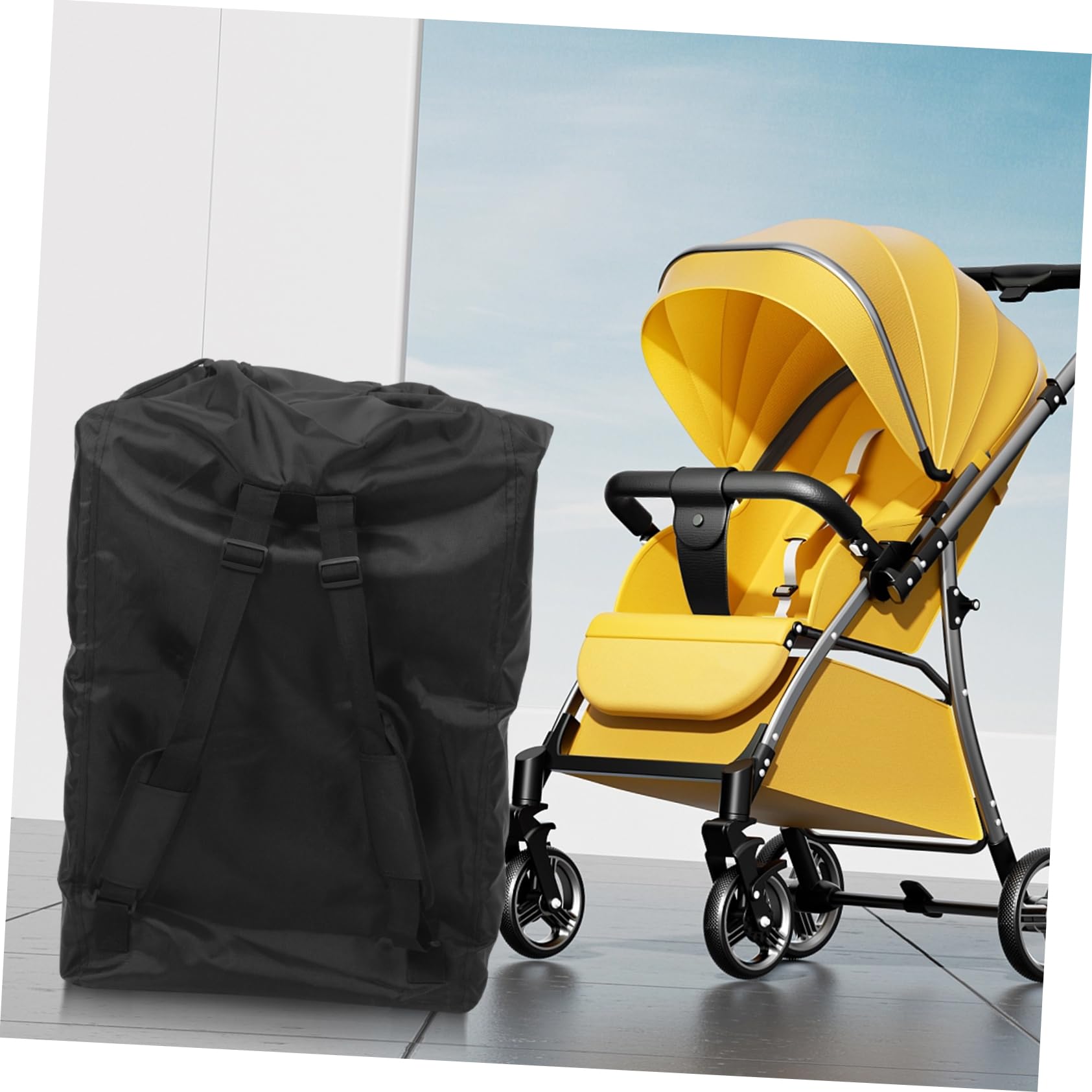 MAGICLULU Borsa da Viaggio per Passeggino Organizer Portaoggetti Zaino Tasche Multiple Cerniera Facile Spallacci Regolabili Imbottitura Posteriore Tasca Laterale per Borraccia o Ombrello