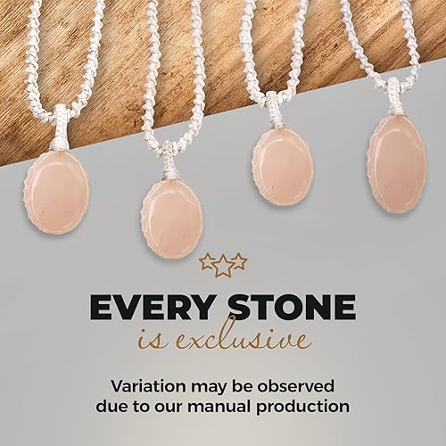 Vista 29 de Crystal Necklace with Stone Pendant - Amulet for Chakra Healing, Handmade Unisex Jewelry with Gift Bag, Handmade White Macrame Cord, Natural