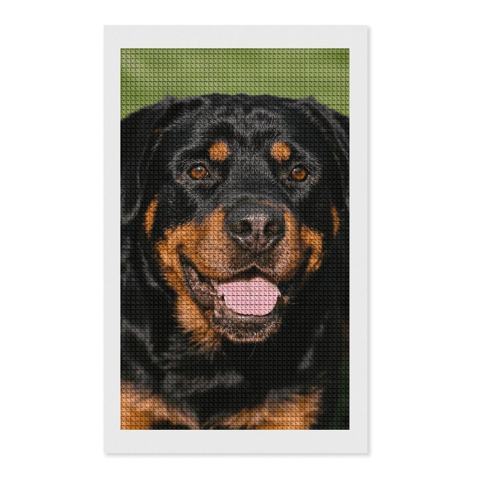 FodPand Rottweiler 5D Diamond Painting Kits for Adults Beginners Full Drill Square Diamond Dots Pictures Gem Art Supplies for Home Wall Room Decoration DIY Craft Set Gift 12x20