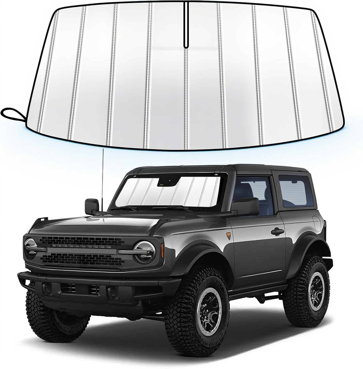Windshield Sun Shade for Ford Bronco 2021-2026, Custom Fit Accordion Folding Design Car Front Window Sunshade Sun Visor Shield Accessories for Interior Protector, Blocks UV Rays & Heat