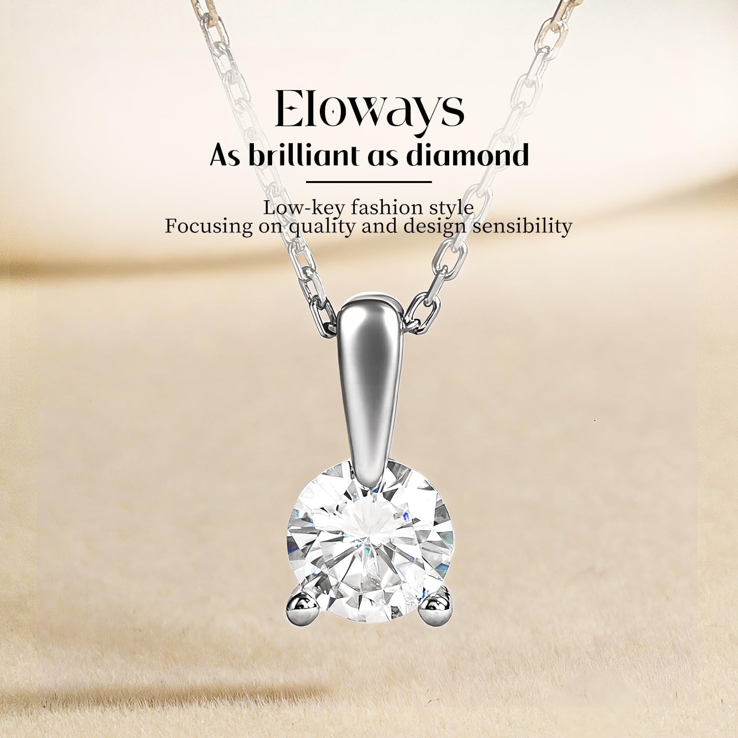 Moissanite Pendant Necklace for Women, 6mm 0.55Ct D Color, VVS1, 925 Sterling Silver, Solitaire Pendant Moissanite Necklace for Wife Mom Girlfriend Birthday Anniversary Valentines Christmas Gift - Image 4