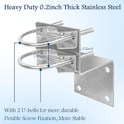 Miniatura 9 de XRDS-RF - Kit de montaje en poste de antena, soporte de montaje en poste de antena con doble abrazadera de pernos en U, soporte de mordaza en V para