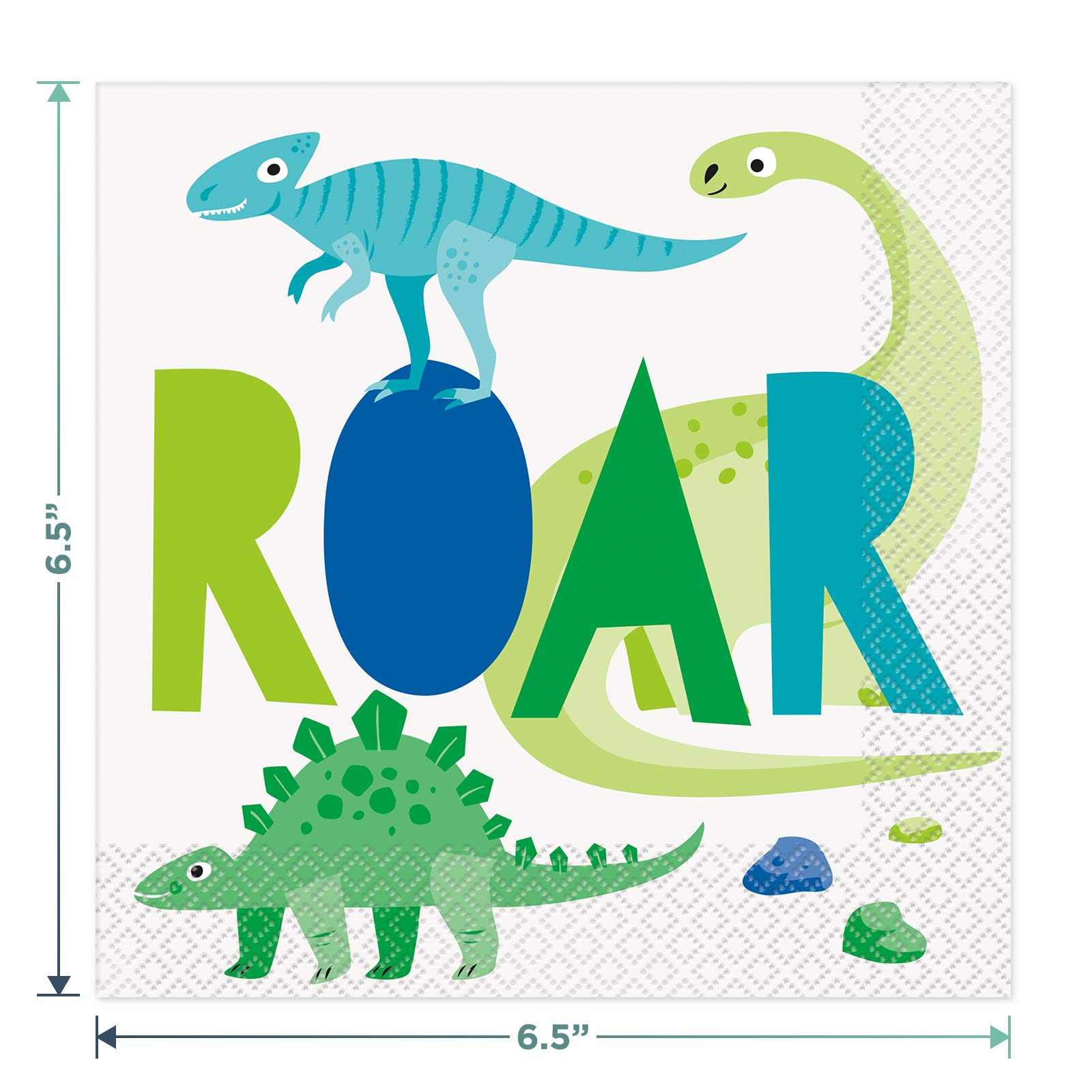 Platos de cena y servilletas de papel de dinosaurio azul y verde (sirve 16)