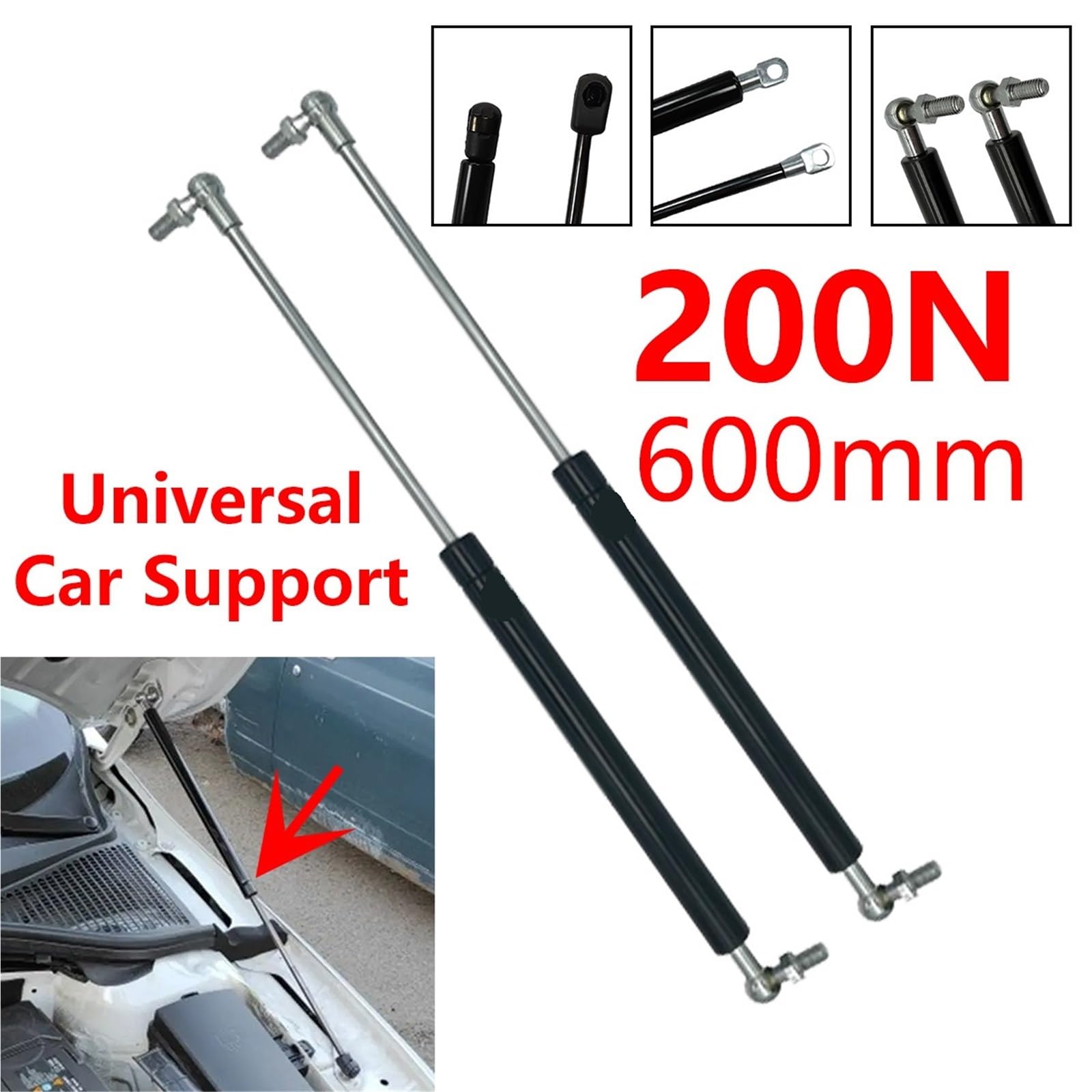 Lot De 2 Vérins Levage Universels 200 N 600 Mm Pour Capot Avant, Coffre, Hayon, Amortisseur, Ressort À Gaz, Support Fenêtre Verins de Coffre pour(A)