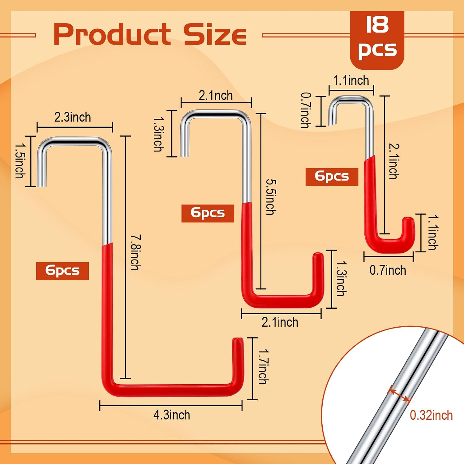 Hotop 18 Pcs Rafter Hanger Heavy Duty Large S Hooks Rafter Hanger for Garage Ladder Bike Fence Storage Organizer S Shaped Hooks(Red)