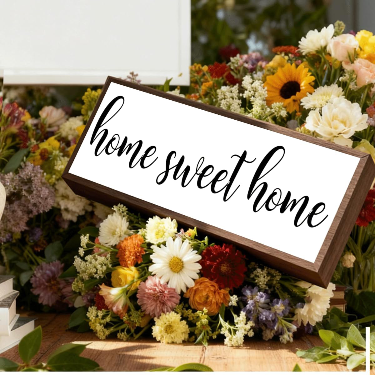 Home Sweet Home Sign, Rustic Framed Wood Sign, Wall Decoration for Room, Modern Farmhouse Wood Decor, Living Room Decors, Front Door Porch Decors, Shelf Counter Tabletop Decoration, Housewarming Gift - Image 4