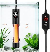 Hygger Aquarium Heater, Adjustable 59.0 - 84.0°F (15 - 34°C), Overheating Protection, Energy Saving, Supports Vertical and Horizontal Installation, Suction Cup Type, Compatible with 100 L (38 - 75 L
