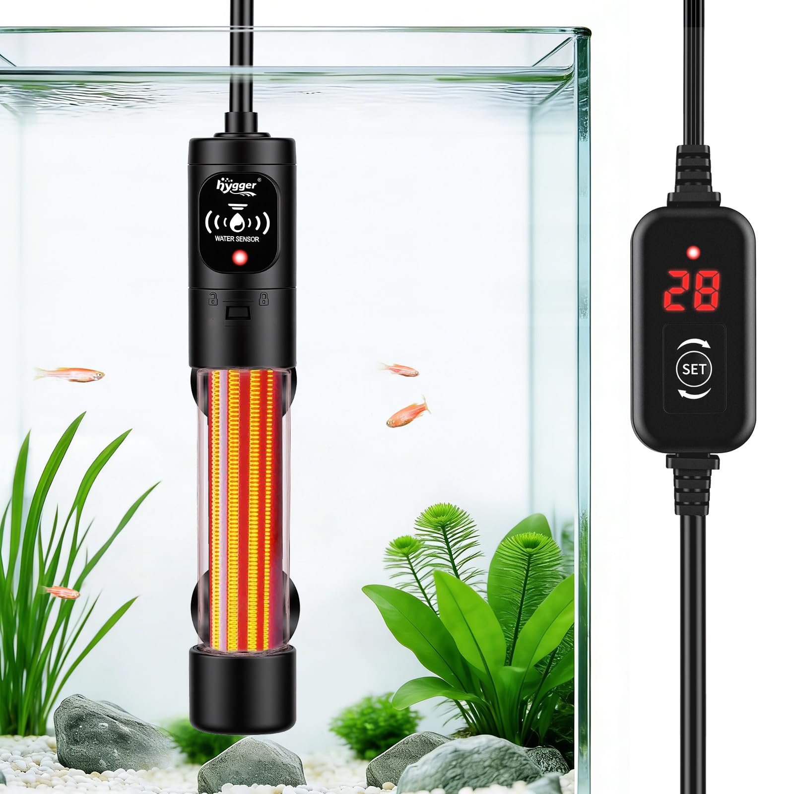 Amazon | hygger 水槽ヒーター 15～34℃調節 過熱保護 省エネ 縦横設置