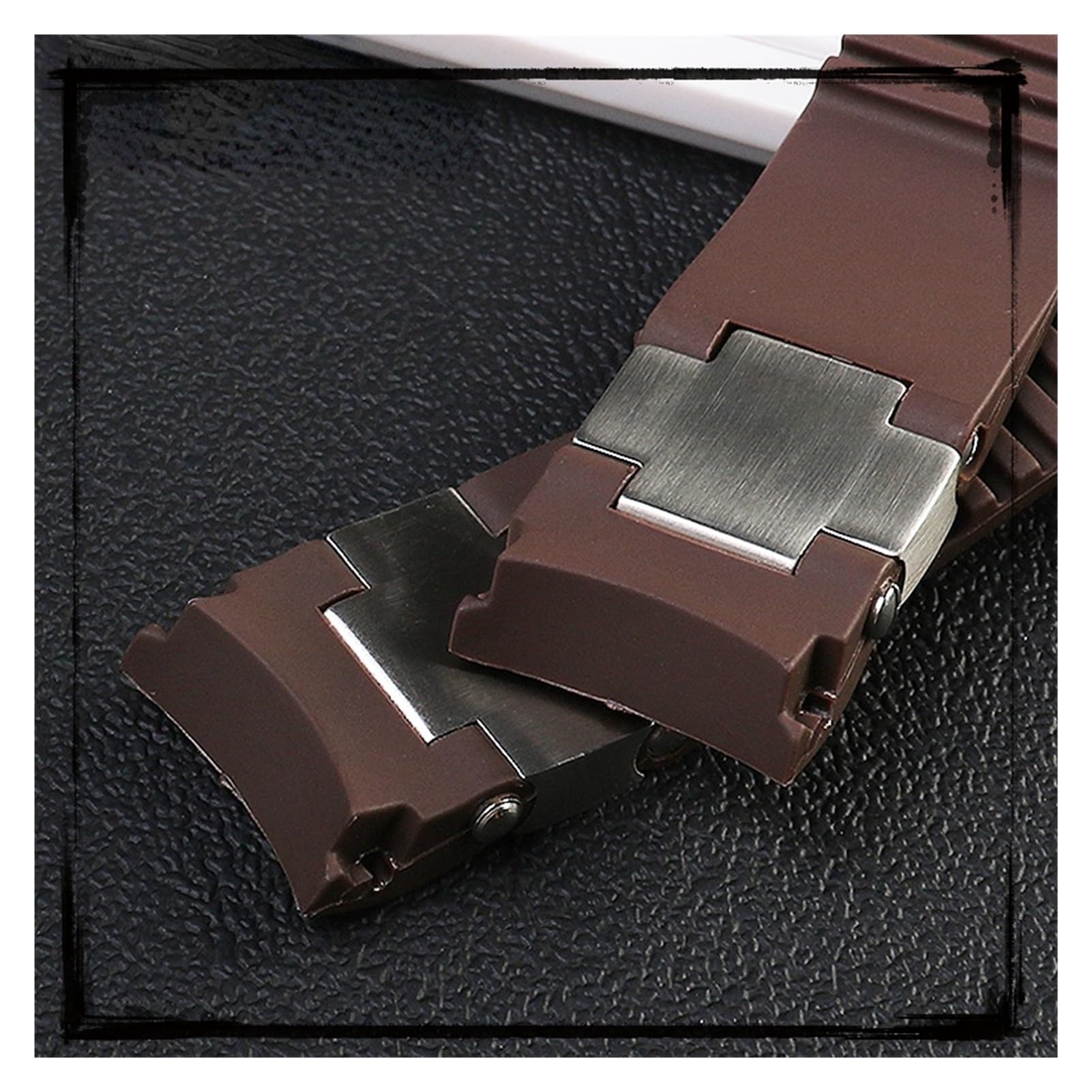 Correa de reloj, Correa, cierre, correa de caucho silicona con extremo curvo negro marrón azul cinturón impermeable 22 mm
