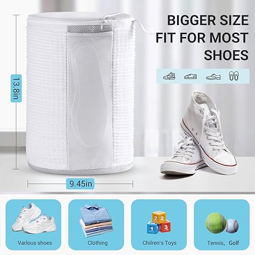 Vista 6 de Large Shoe Bag for Washing Machine, Two-Zone Design, 2 Mesh Pockets, One-Step Wash for Complete Cleaning, Durable Invisible Zipper Sneaker Laundry