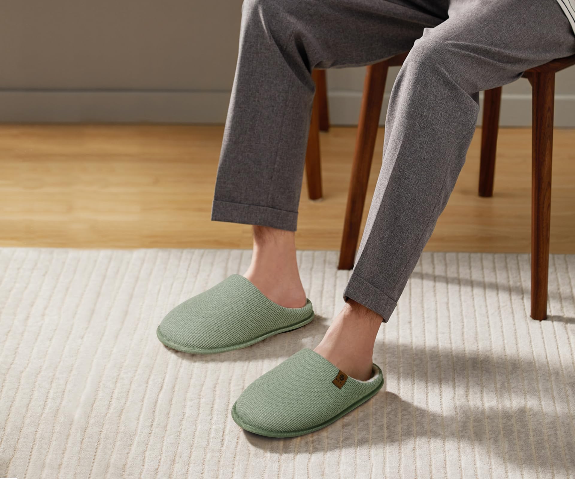 ONCAI Pantofole da Uomo Invernali Ciabatte da Casa con Memory Foam Calde Pelliccia Sintetica Cotone Scarpe Accogliente Antiscivolo Suola EU Dimensione 40-49