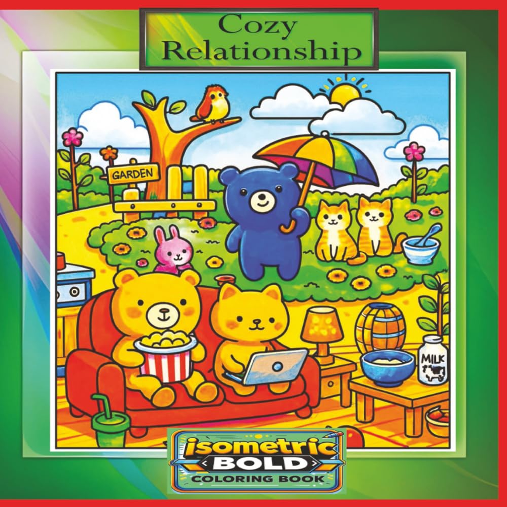 Cozy Relationship Coloring Book: 109 Pages( size 8.5"x8.5") of Isometric Bold Style Animal and Insects Scenes Celebrating Love, Friendship and Cozy ... A Relaxing Coloring Book for Teens and Adults