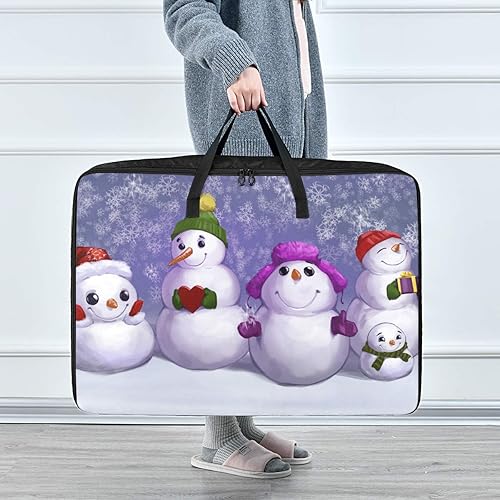 Miniatura 5 de Bolsa de almacenamiento de ropa para debajo de la cama, divertidos muñecos de nieve de pie, contenedores de ropa grandes con cremallera, bolsa