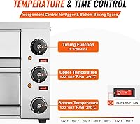 Vista 4 de VEVOR Horno de pizza eléctrico para encimeras, de 12 pulgadas, 1700W, con control de temperatura y temporizador de 0-60 minutos, tecnología