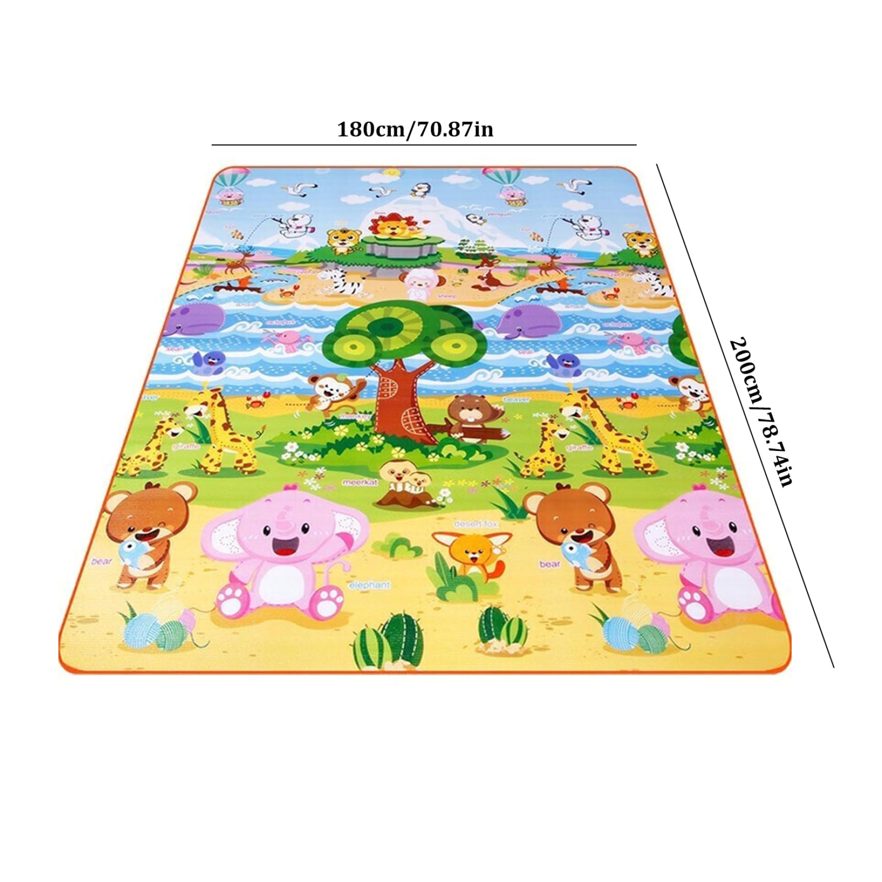 Mat de pique-nique Mat à rampe de création du tapis imperméable épaissis en extérieur tapis de pique-nique Mat de sol Animal Kingdom 200 * 180cm.