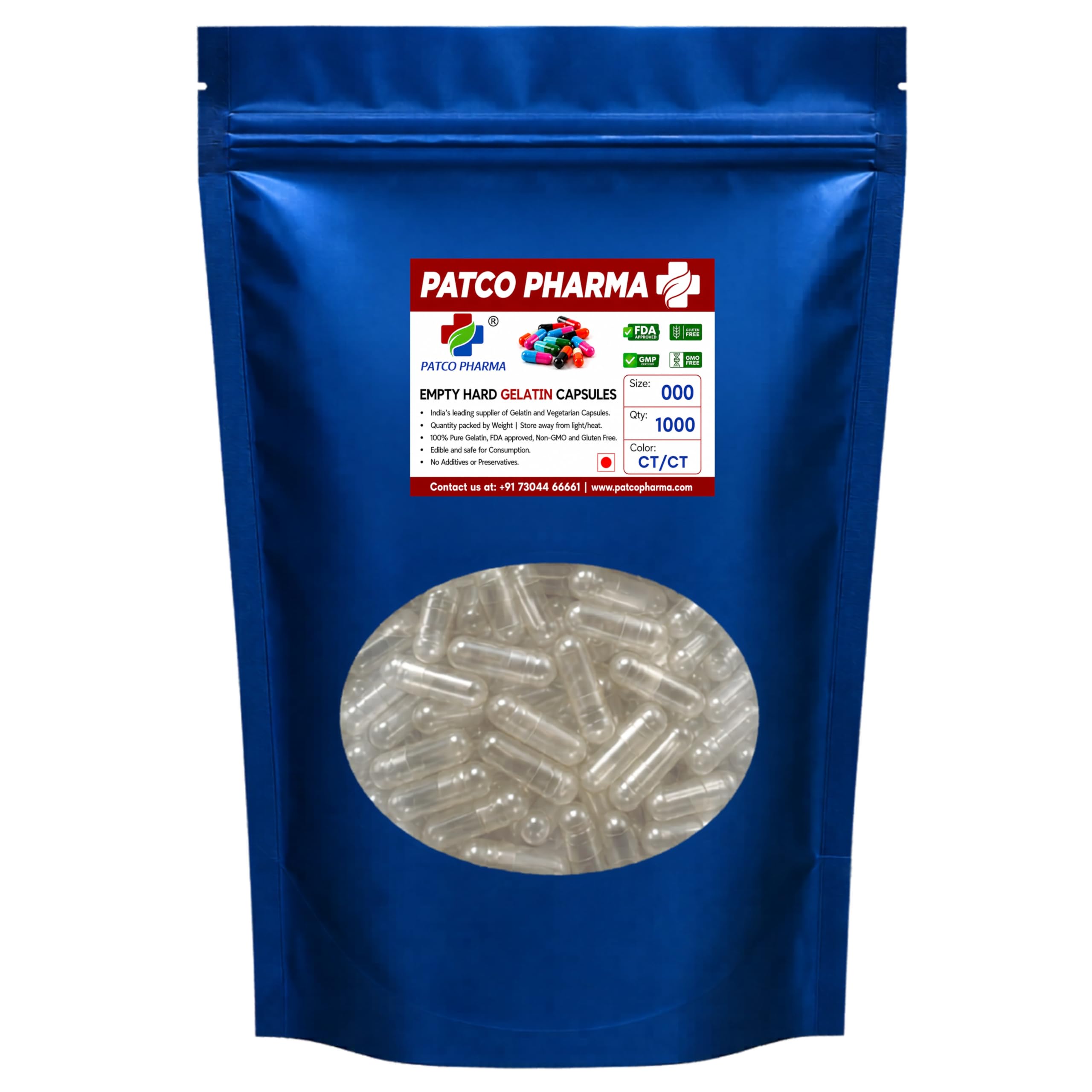 Patco Pharma - Size 000 Transparent Empty Hard Gelatin Pill Capsule (Pack of 1000)-picture-19