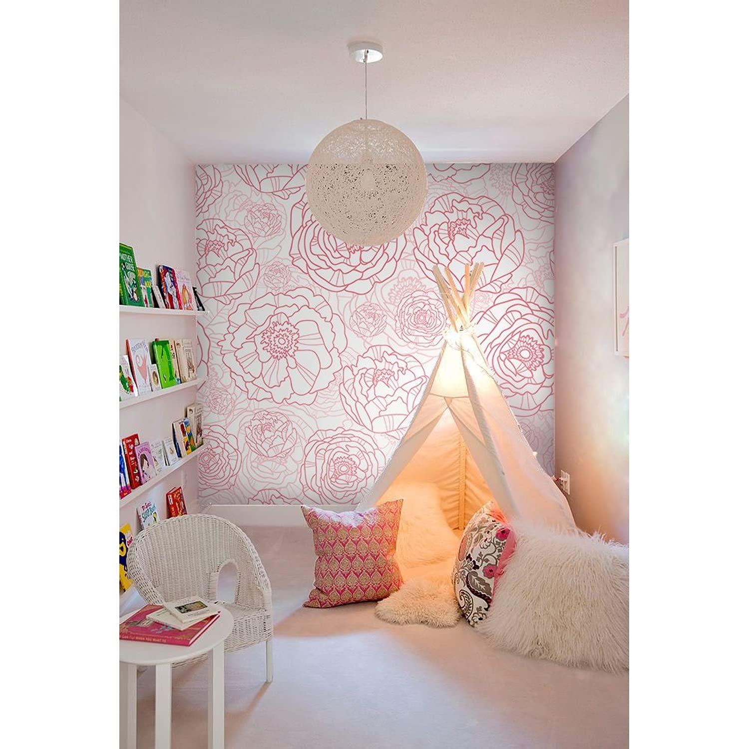 Papier peint meuble salon Coloray fleurs de ligne latex muralo chambre 208x146
