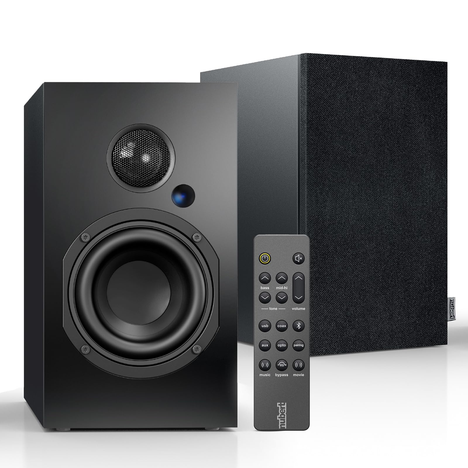 Nubert nuBoxx A-125 pro | Schwarzes PC-Lautsprecherpaar | 2 Stück Kompaktlautsprecher für Homeoffice | PC-Lautsprecher mit Bluetooth aptX HD| PC-Lautsprecher mit USB-C | Aktivboxen mit 2 Wege Technik