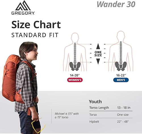 Miniatura 3 de Gregory Wander 30L Mochila de senderismo unisex para jóvenes, talla única, azul pacífico, Pacific Blue
