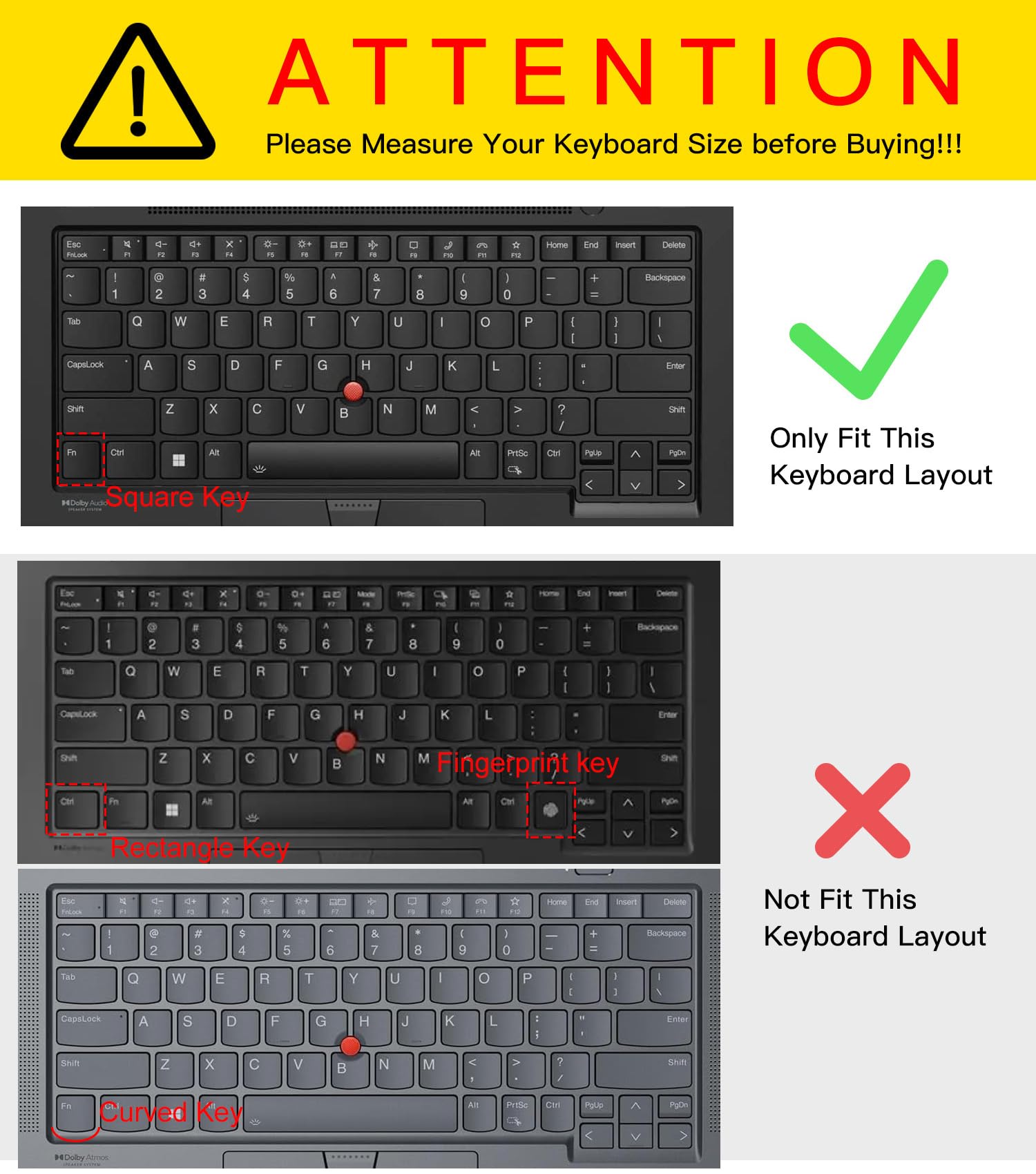 CaseBuy Keyboard Cover for 2024 2023 ThinkPad E14(Gen 6), E14(Gen 5), T14(Gen 4/3), T14s(Gen 4/3), L14(Gen 4/3), P14s(Gen 4/3), Thinkpad X1 Carbon 2023(Gen 11th/10th) 14