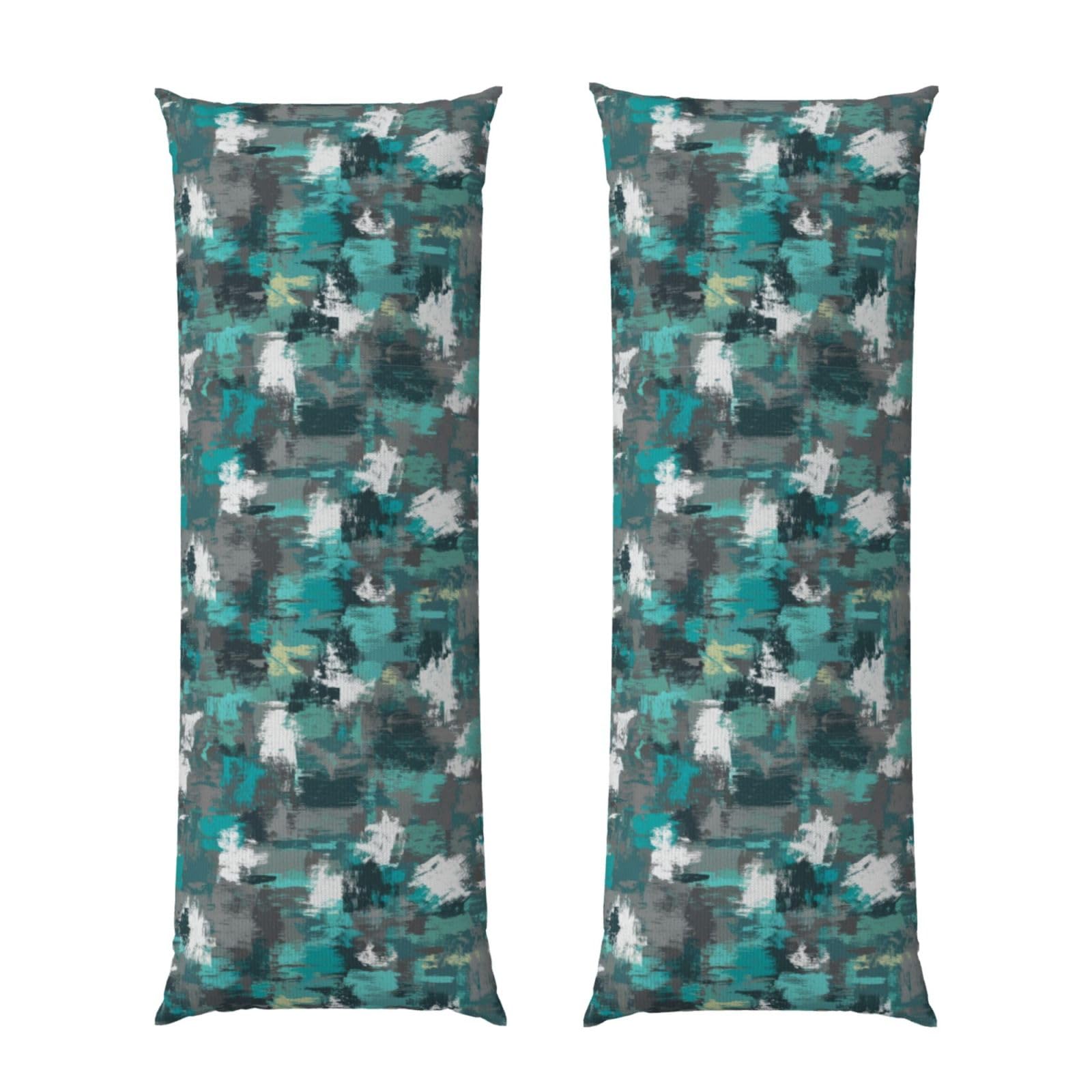 Body Pillow Protector Cover 20x60 Turquoise Grey Abstract Teal Modern Art Painting, Soft Microfiber Pillowcase with Zipper, Wrinkle Shrinkage Resistant, for Bed Couch Sleeping