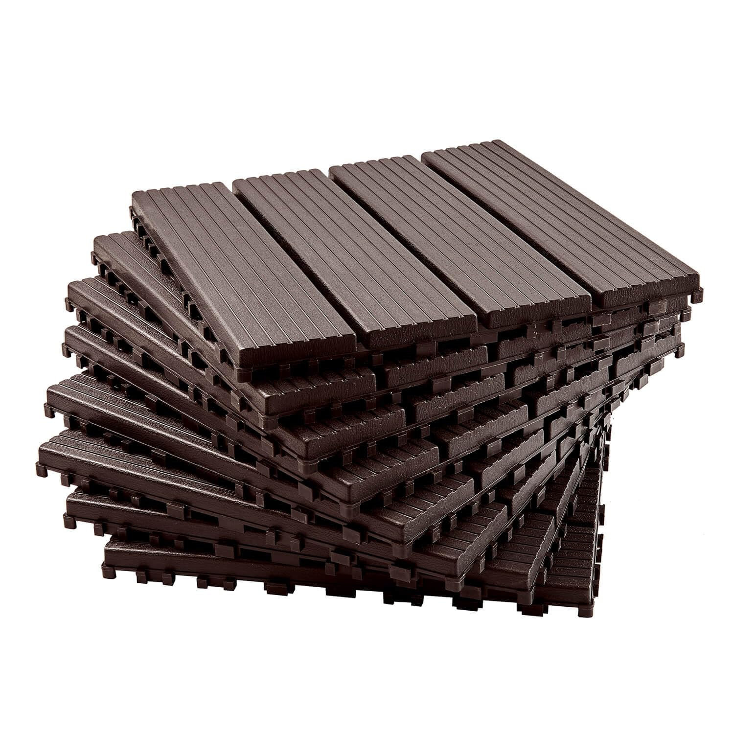 Coopers of Stortford - Pack of 8 Interlocking Garden Decking Tiles 30cm - Plastic Outdoor Flooring for Balcony Patio or Pathway with Drainage