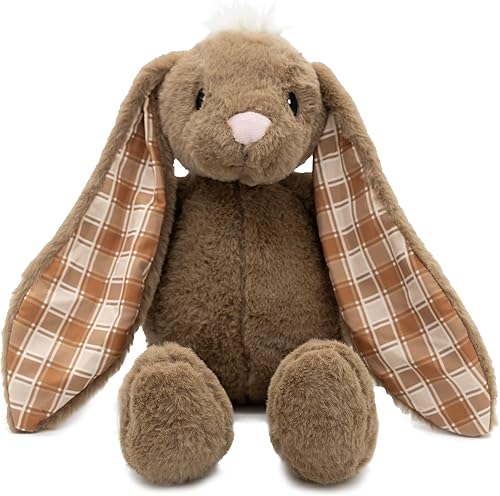 Peluche de conejo de Pascua, 18 pulgadas (marrón) – Juguete de peluche bordado suave para niños, recién nacidos, niños y niñas, juguetes de peluche
