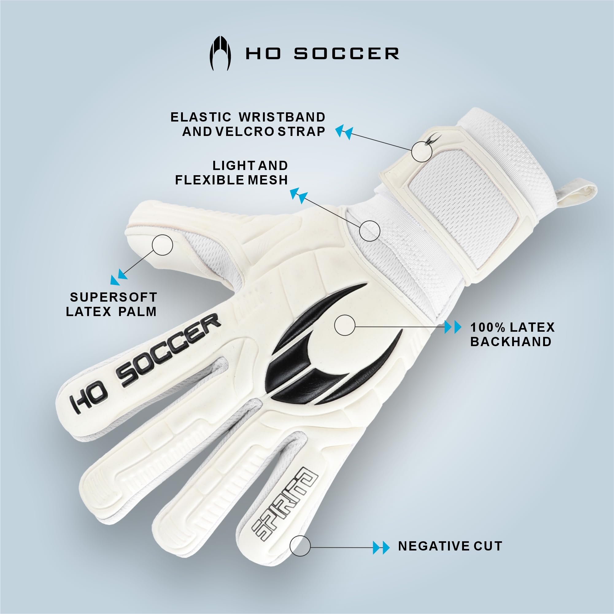 HO Soccer SPIRITO White Negative Guantes de Portero, Unisex Niño, Blanco