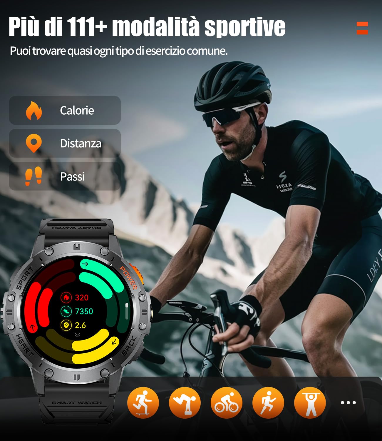 ESFOE Orologio Smartwatch Uomo con Torcia LED(3 Cinturini),1,43'' AMOLED Militari Smart Watch con impermeabile 5ATM,530 mAh Fitness Tracker Contapassi 120+ Modalità Sport robusto orologio con Chiamate