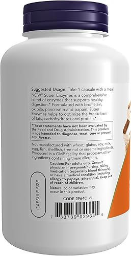 Miniatura 4 de NOW Suplementos, Super Enzimas, Formulados con Bromelina, Bilie de Buey, Pancreatina y Papaína, 180 Cápsulas y Suplementos, Magtein™ con forma