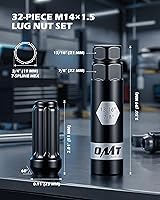 Vista 2 de Orion Motor Tech Tuercas de rueda M14x1.5 negras con llave estriada, XL de 2 pulgadas de longitud con asiento cónico, compatibles con Ford F250 F350