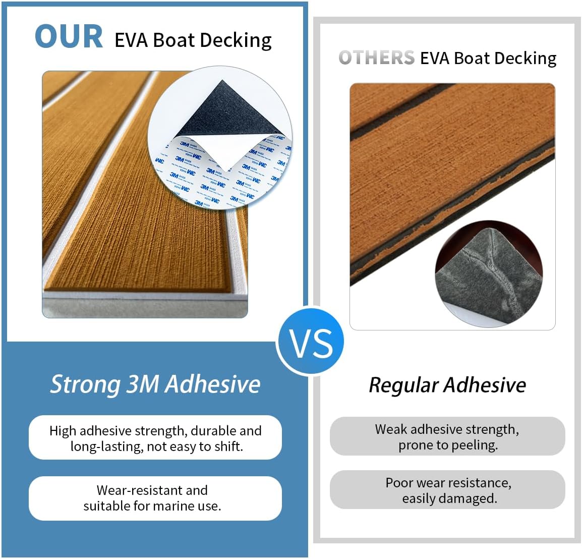 Boat Flooring with 3M Self-Adhesive,Marine EVA Foam Boat Decking,Faux Teak Sheet for Deck Floor, Non-Slip for Yacht Kayak Motorboat RV