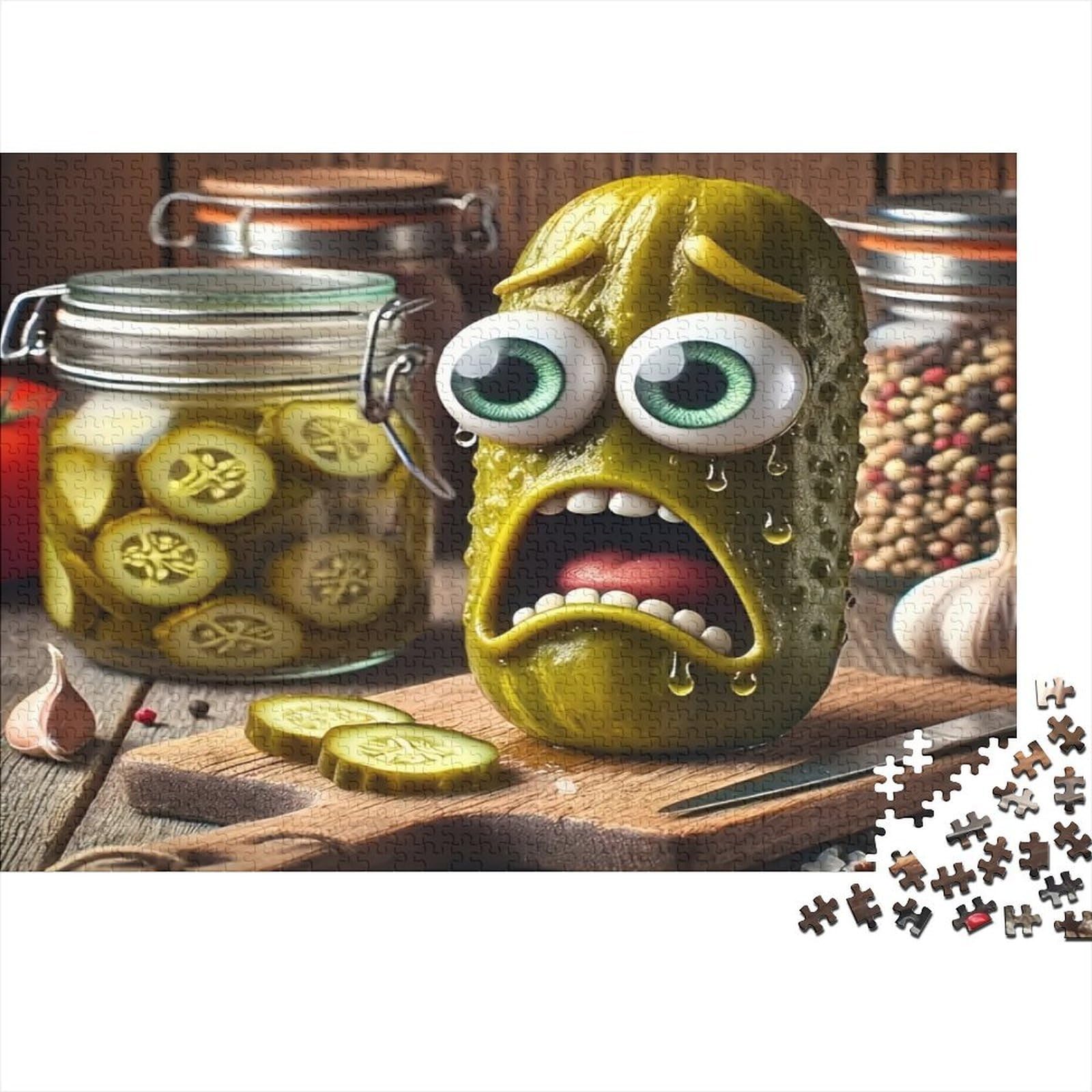 Anthropomorphic Pickle Fun Kitchen Scene 1000 Piece Jigsaw Puzzles For Adults Paper Leisure Focus Home Decor Gift 70x50cm/1000pcs