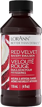 LorAnn Oils Red Velvet Bakery Emulsion True Essence, Ideal for Boosting Fruit Tones in Cakes, Cookies & Desserts, Gluten-Free, Keto-Friendly, Extract Substitute Essential for Your Kitchen, 4 Oz