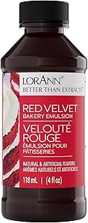 LorAnn Oils Red Velvet Bakery Emulsion: True Essence, Ideal for Boosting Fruit Tones in Cakes, Cookies & Desserts, Gluten-Free, Keto-Friendly, Extract Substitute Essential for Your Kitchen, 4 Oz