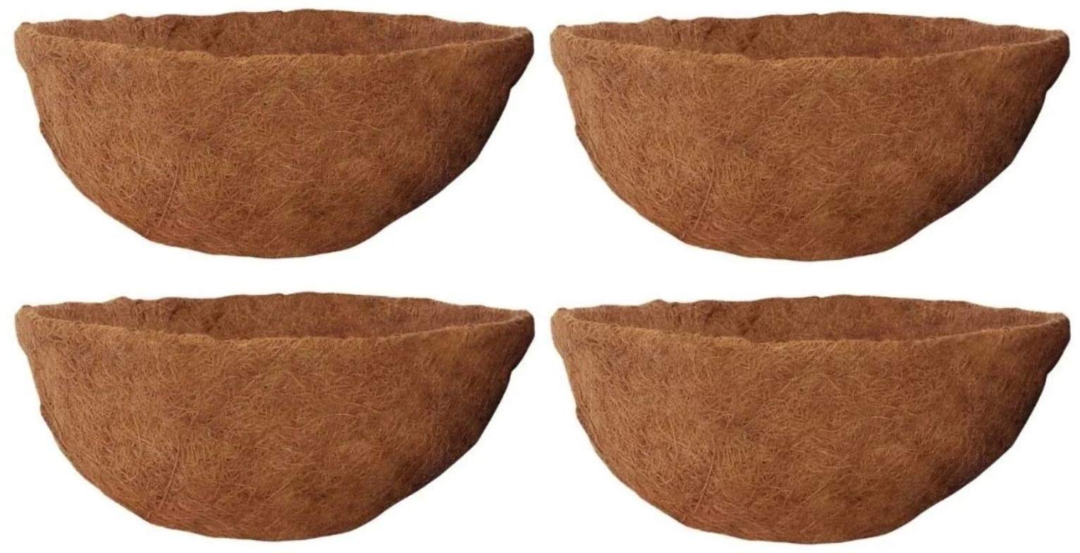 Muddy Hands Round Hanging Basket Coco Liner Pre Formed Coir Fibre Garden Replacement Planter Insert (4, 16")