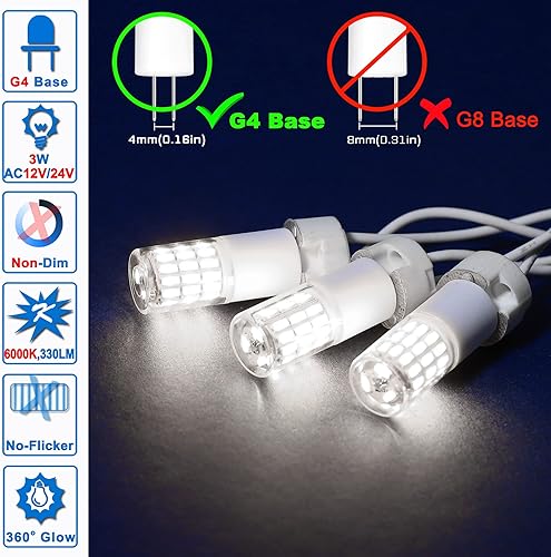 Miniatura 2 de Bombillas LED G4 T3 de 3 W, 6000 K, para paisaje, exteriores, 12 V24 V, G4 20 W, 25 W, 30 W, reemplazo halógeno, bajo voltaje, T3 JC, bombilla
