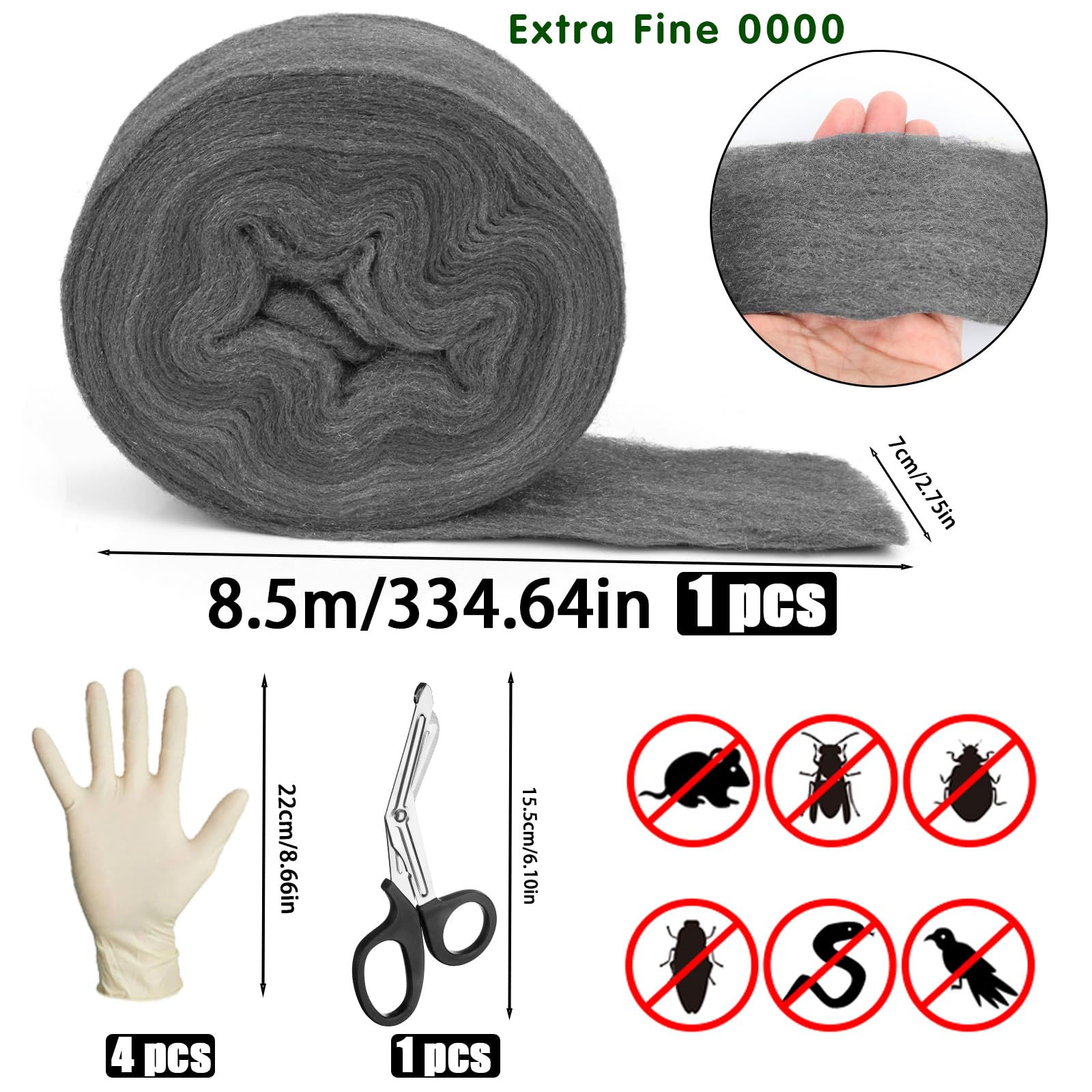 Lana D'Acciaio Grado 0000 - 4 Rotoli Da 4m, Per Pulizia, Lucidatura E Prevenzione Topi - Foto 10