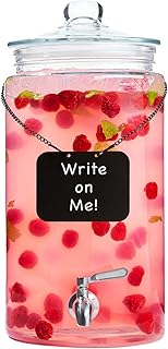 2 Gallon Glass Drink Dispenser with Spout for Parties - Tall Airtight Ma...