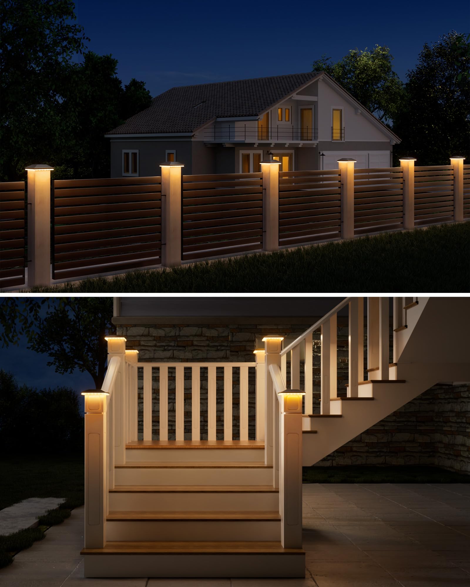 Lot De 2 Lampes Solaires Pour Poteaux, éclairage D'extérieur, Clôture