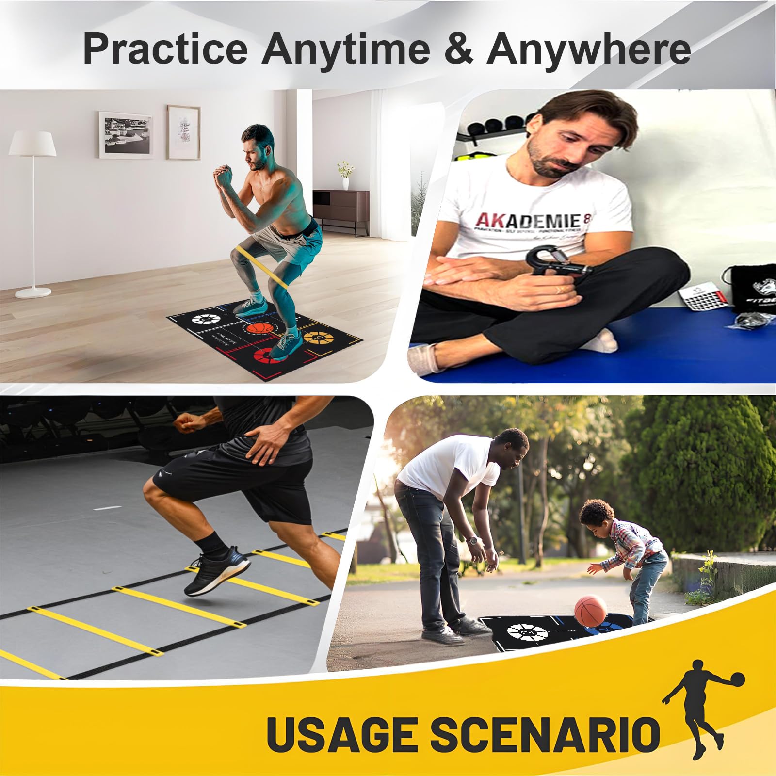 Basketball Training Equipment, Agility Footwork Training Mat, Dribble Trainer, Basketball Practice Aids to Improve Speed, Strength and Coordination