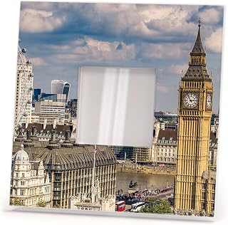 City London Wall Framed Mirror with Printed Big Ben Tower View Travel UK Fan Art Home Decor Gift