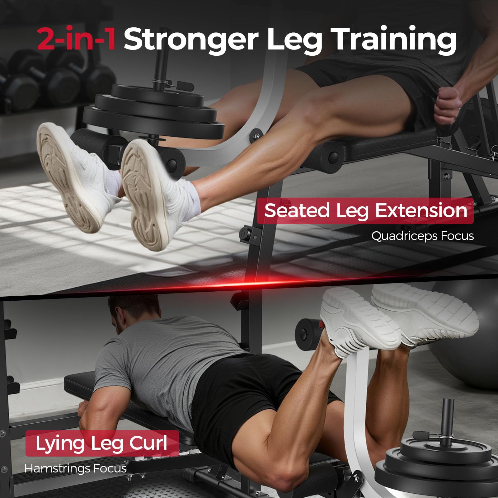 Olympic Adjustable Weight Bench, with Bench Press Rack, Leg Extension and Leg curl, for Home Gym Workout (2 Size Options)