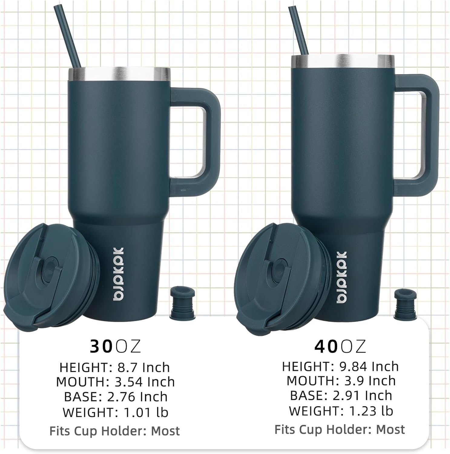 BJPKPK 40oz Stainless Steel Insulated Tumbler With Handle And Lid Straw Travel Coffee Mug Thermal Cup,Navy Blue - Image 4