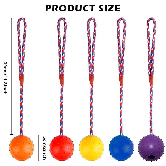 Foto 2 de 7 de Vaileal Bolas de Lanzamiento para Perros Con Cuerda - Pelotas de Caucho Natural Suaves y Elásticas