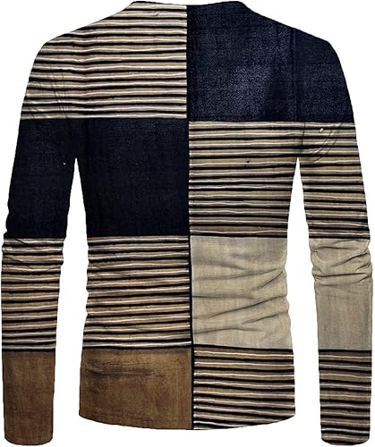 Miniatura 5 de Muscularfit Camisas grandes y altas para hombre, camiseta gráfica de moda, teñido anudado, camisas de manga larga, cuello redondo, camisa suelta