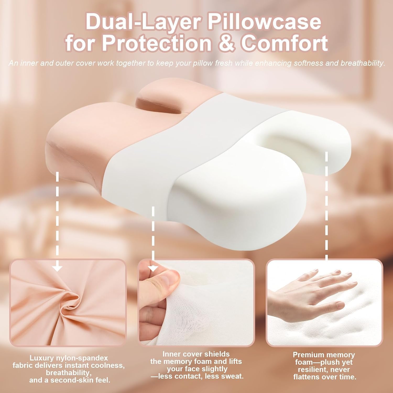 Side Sleeper Pillow - Anti-Wrinkle Memory Foam -7