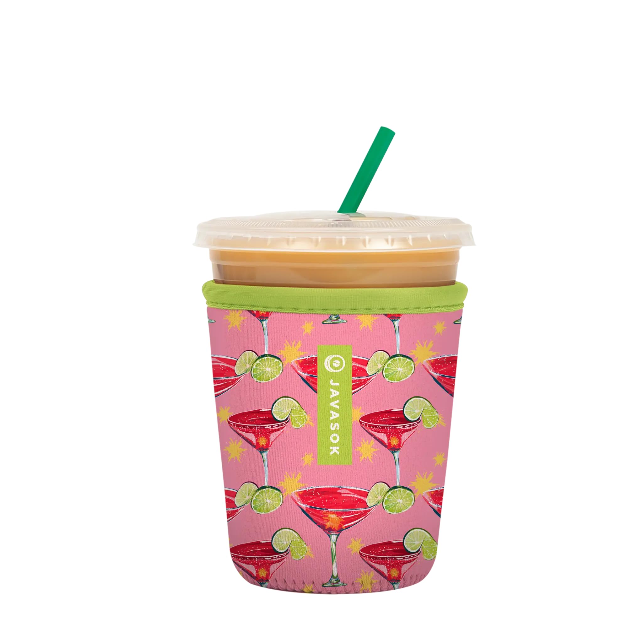 Sok It JavaSok Iced Coffee &amp; Cold Soda Insulated Neoprene Cup Sleeve (Lime After Lime, Small: 16-20oz)