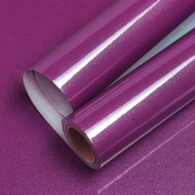 Hode Self Adhesive Wallpaper Glitter Purple 30cm×3m Sticky Back Plastic Roll Waterproof Vinyl Film Furniture Sticker Decorative Door Table Counter Bedroom Kitchen Peel and Stick Wallpaper