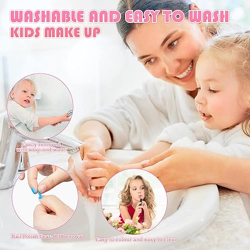 Miniatura 10 de Maquillaje lavable para niños, kit de maquillaje real para niñas pequeñas, juego de maquillaje para niños pequeños, disfraz de princesa, regalos de